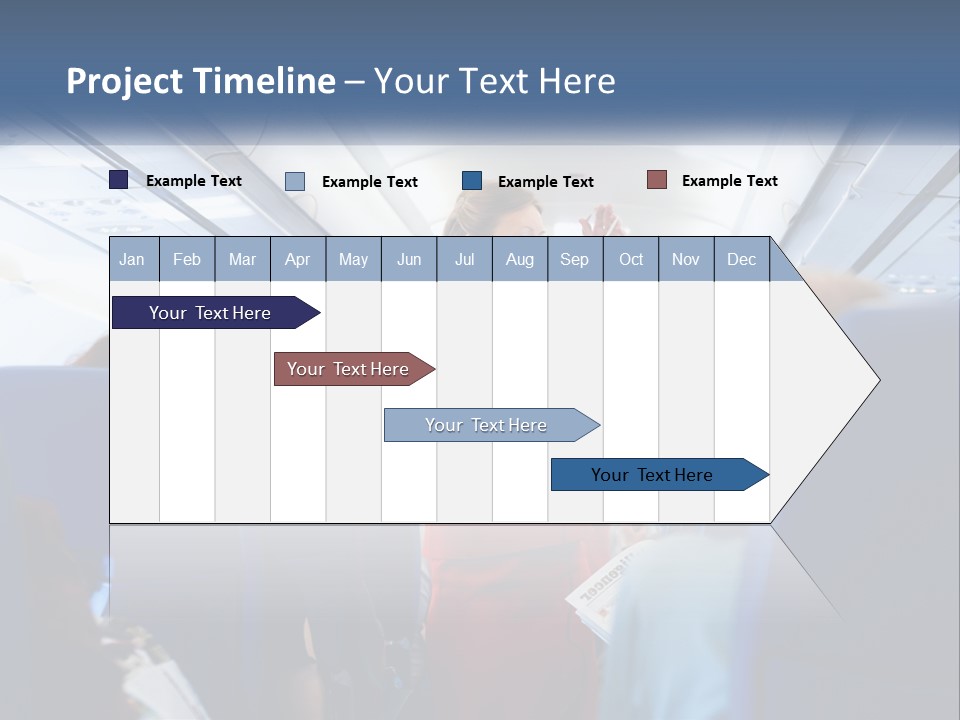 A Woman In A Red Suit Is On An Airplane PowerPoint Template