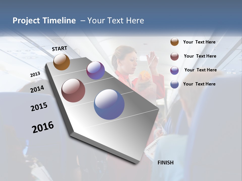 A Woman In A Red Suit Is On An Airplane PowerPoint Template