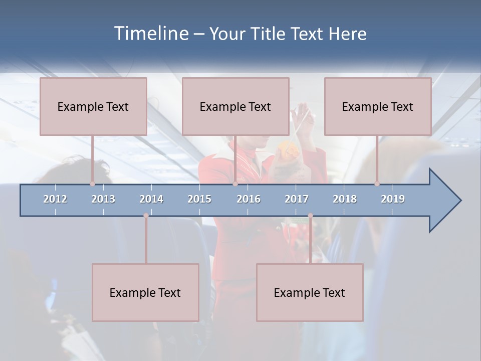 A Woman In A Red Suit Is On An Airplane PowerPoint Template