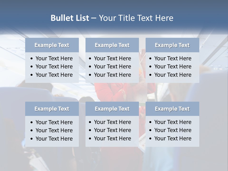 A Woman In A Red Suit Is On An Airplane PowerPoint Template