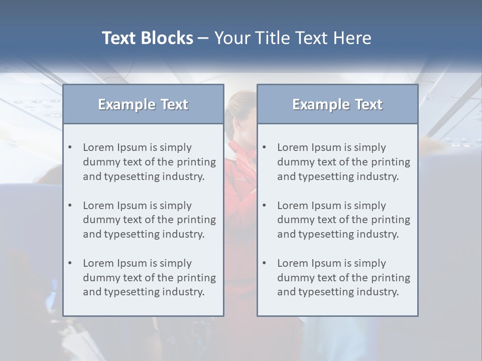A Woman In A Red Suit Is On An Airplane PowerPoint Template