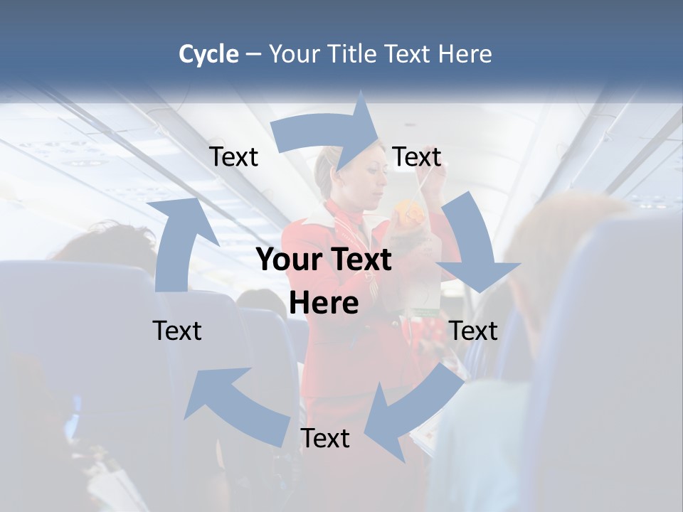 A Woman In A Red Suit Is On An Airplane PowerPoint Template