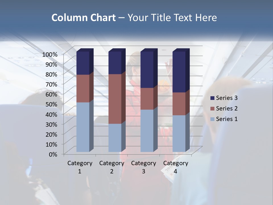 A Woman In A Red Suit Is On An Airplane PowerPoint Template
