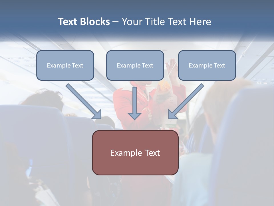 A Woman In A Red Suit Is On An Airplane PowerPoint Template