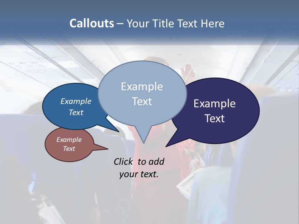 A Woman In A Red Suit Is On An Airplane PowerPoint Template