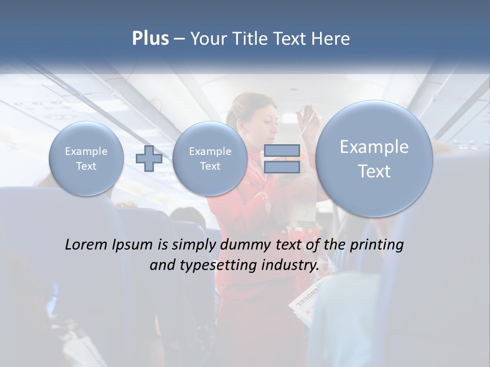 A Woman In A Red Suit Is On An Airplane PowerPoint Template