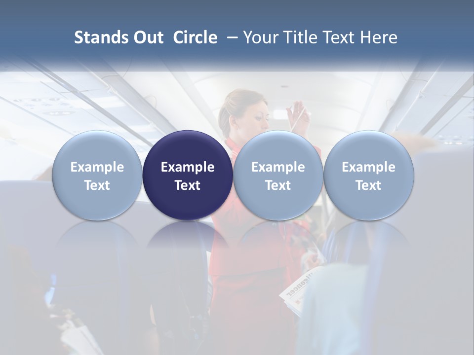 A Woman In A Red Suit Is On An Airplane PowerPoint Template