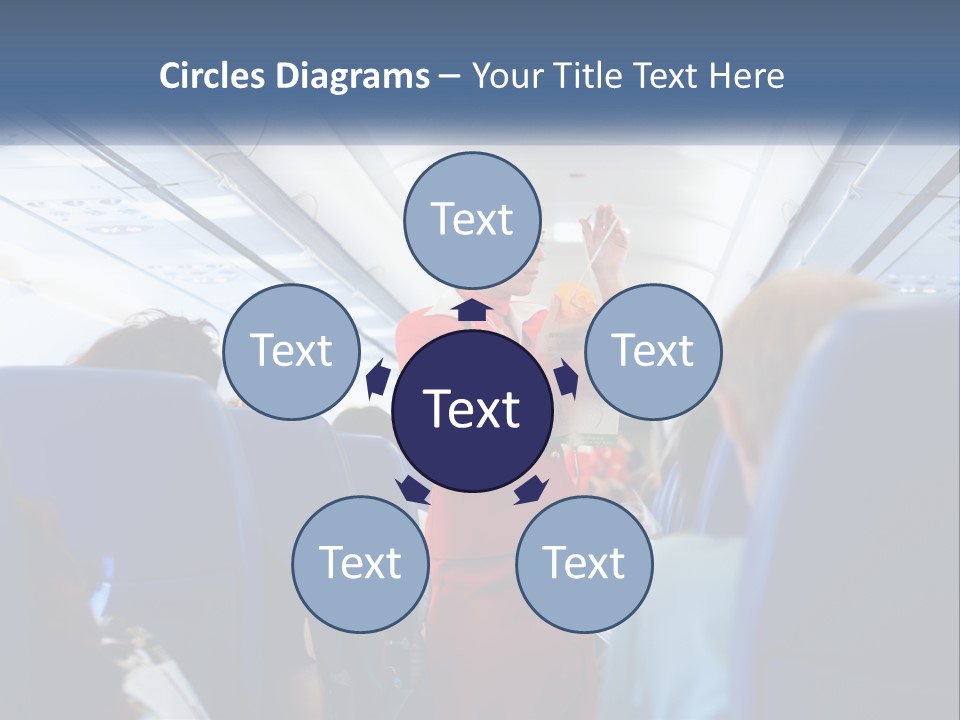 A Woman In A Red Suit Is On An Airplane PowerPoint Template