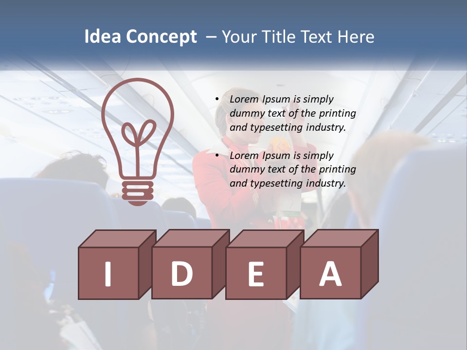 A Woman In A Red Suit Is On An Airplane PowerPoint Template