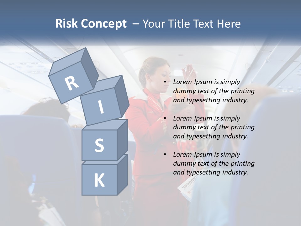 A Woman In A Red Suit Is On An Airplane PowerPoint Template