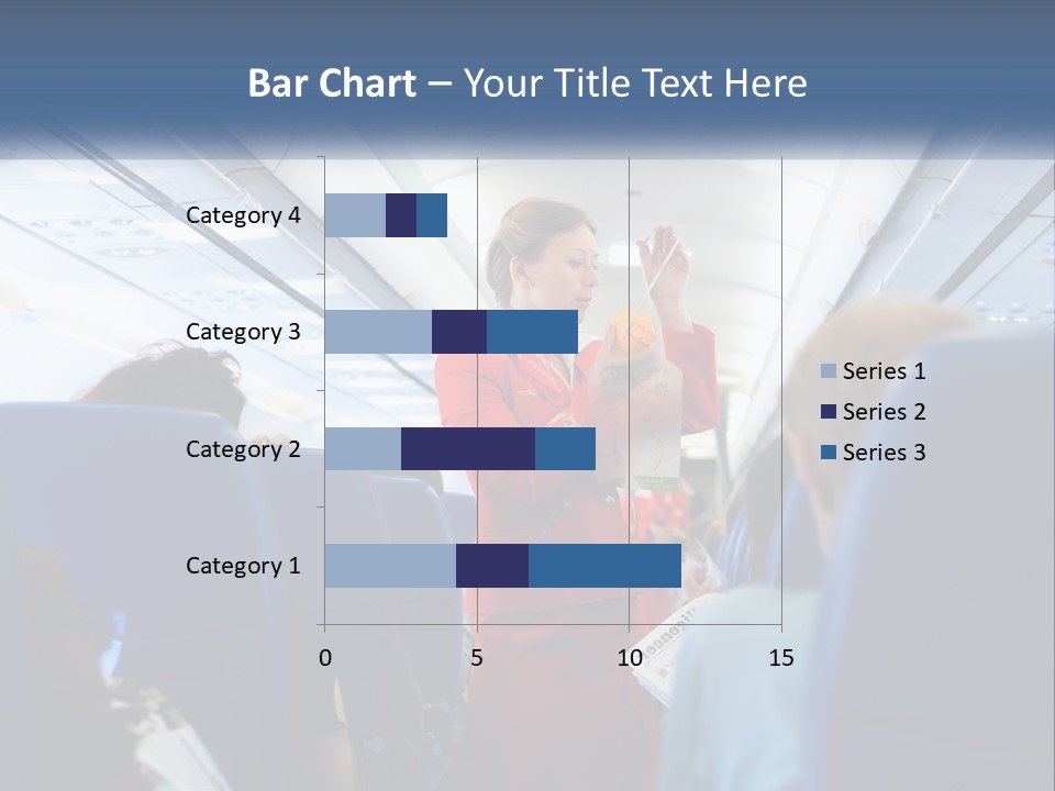 A Woman In A Red Suit Is On An Airplane PowerPoint Template
