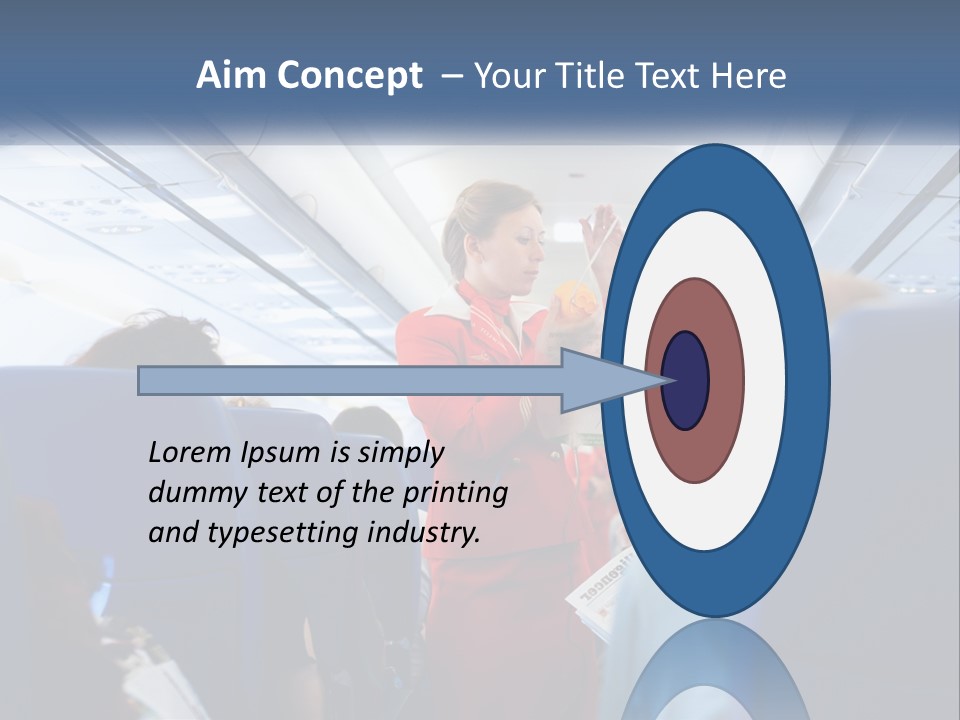 A Woman In A Red Suit Is On An Airplane PowerPoint Template