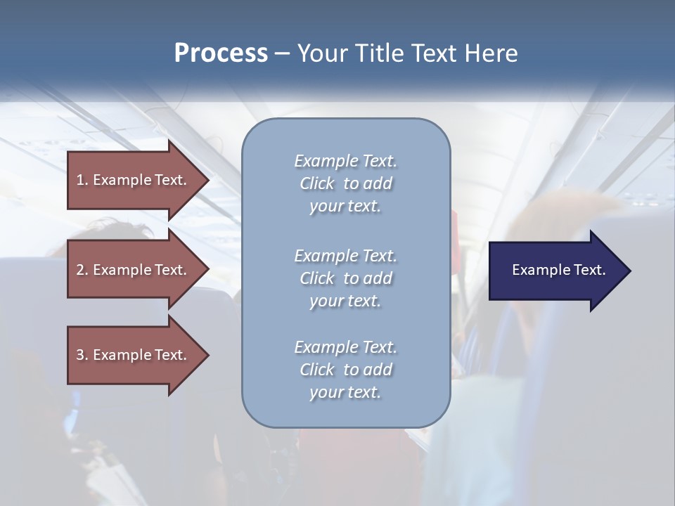 A Woman In A Red Suit Is On An Airplane PowerPoint Template