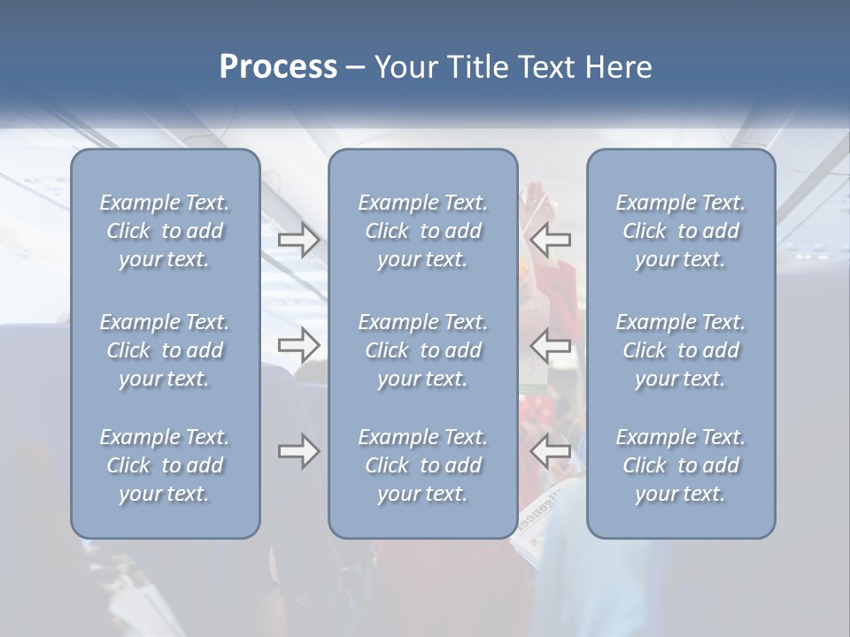 A Woman In A Red Suit Is On An Airplane PowerPoint Template