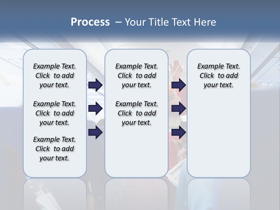 A Woman In A Red Suit Is On An Airplane PowerPoint Template