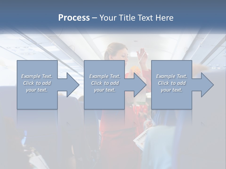 A Woman In A Red Suit Is On An Airplane PowerPoint Template