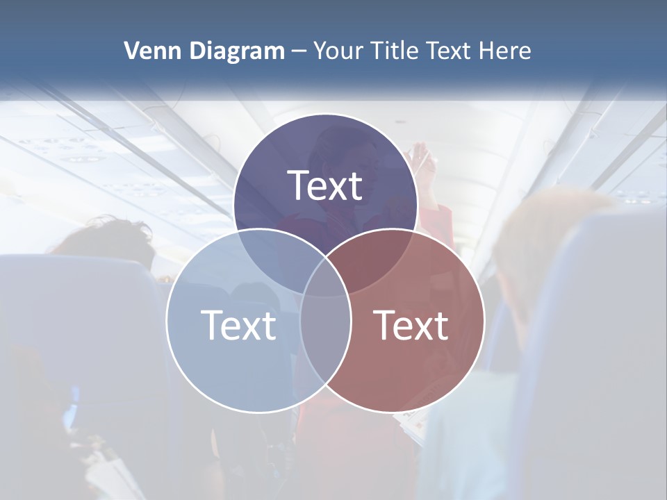 A Woman In A Red Suit Is On An Airplane PowerPoint Template