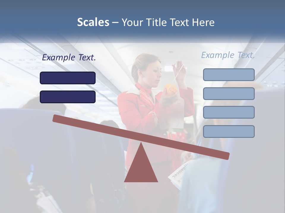 A Woman In A Red Suit Is On An Airplane PowerPoint Template