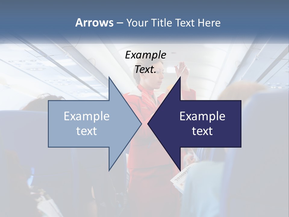 A Woman In A Red Suit Is On An Airplane PowerPoint Template
