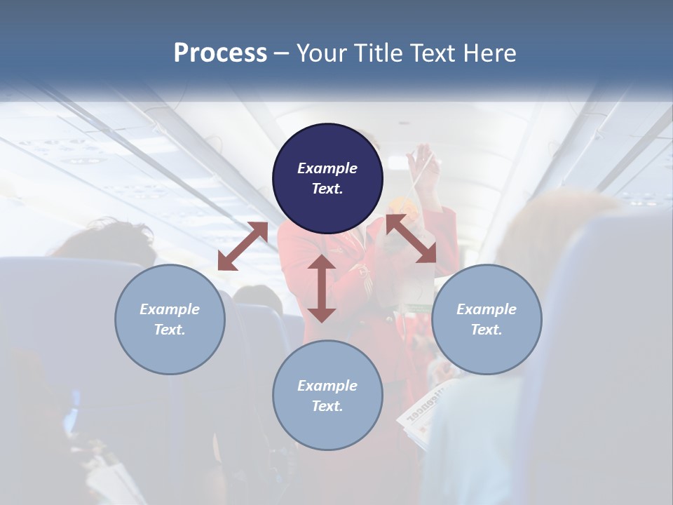 A Woman In A Red Suit Is On An Airplane PowerPoint Template