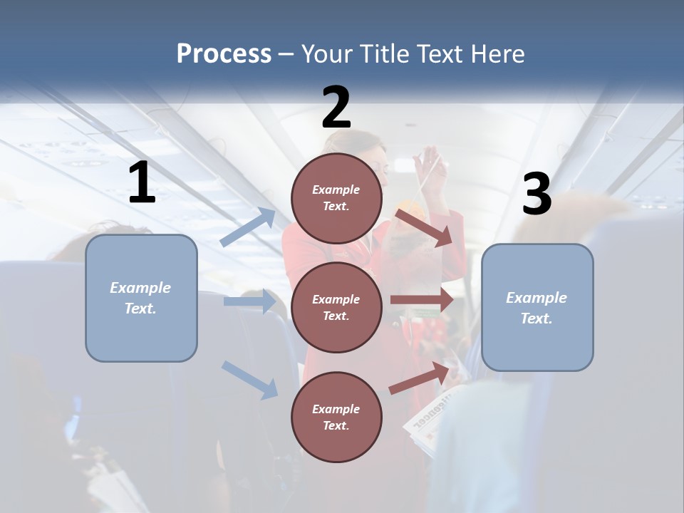A Woman In A Red Suit Is On An Airplane PowerPoint Template
