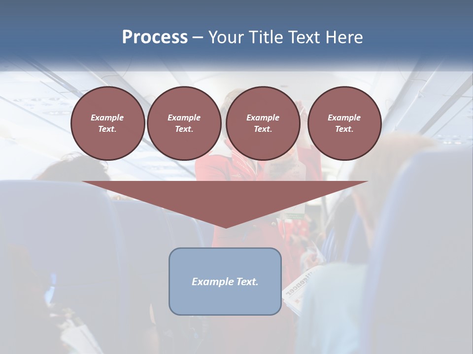 A Woman In A Red Suit Is On An Airplane PowerPoint Template