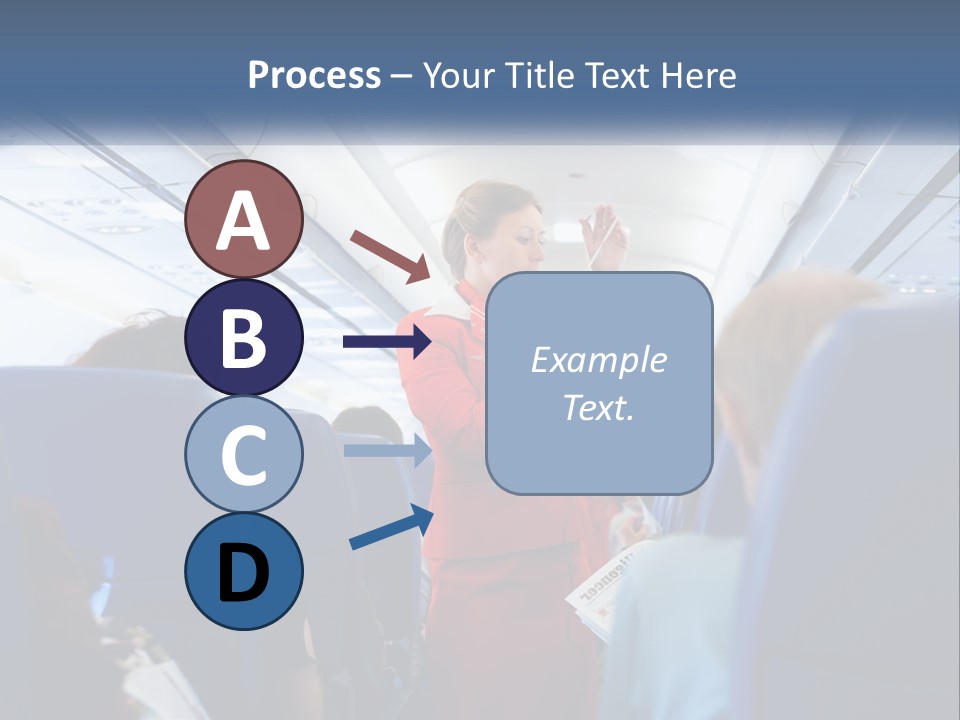 A Woman In A Red Suit Is On An Airplane PowerPoint Template