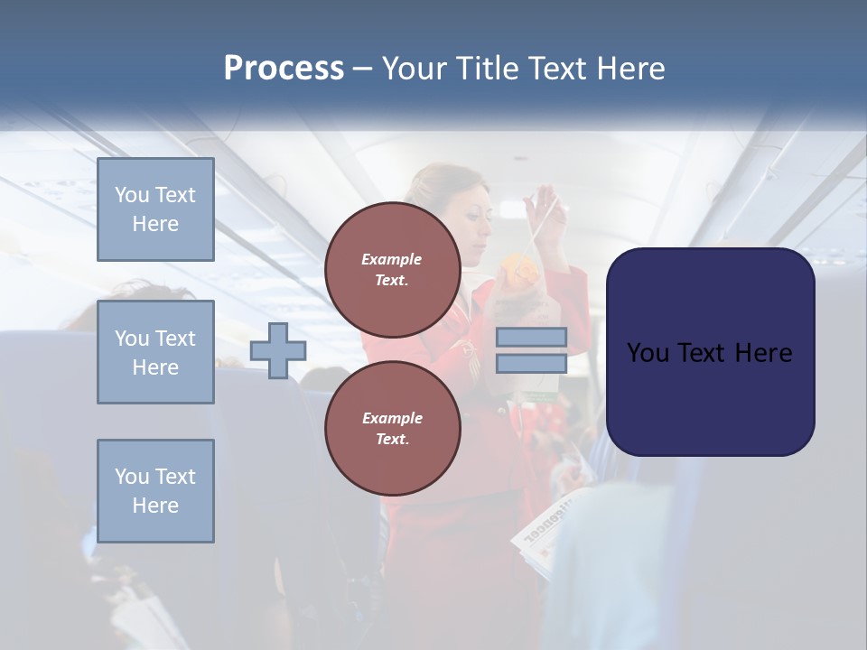 A Woman In A Red Suit Is On An Airplane PowerPoint Template