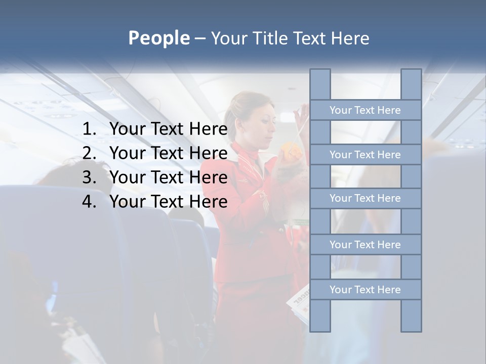 A Woman In A Red Suit Is On An Airplane PowerPoint Template