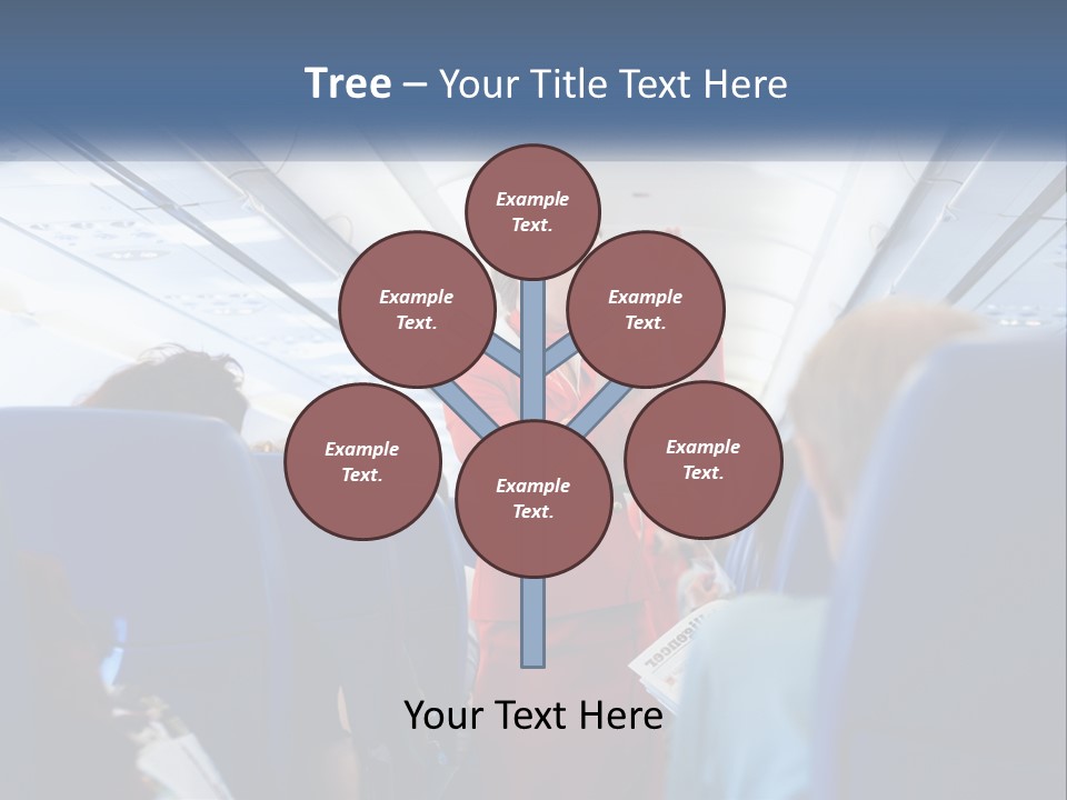 A Woman In A Red Suit Is On An Airplane PowerPoint Template