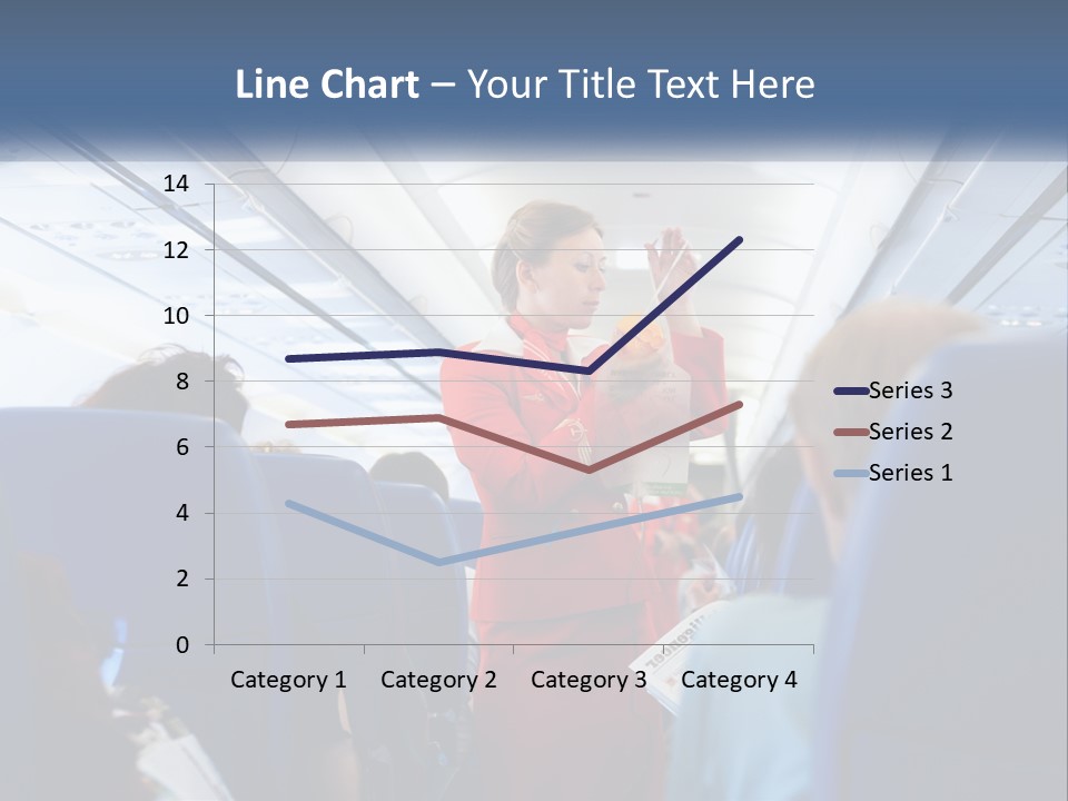 A Woman In A Red Suit Is On An Airplane PowerPoint Template