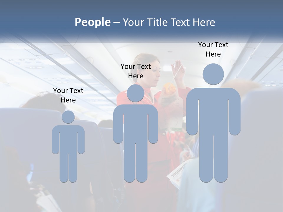 A Woman In A Red Suit Is On An Airplane PowerPoint Template