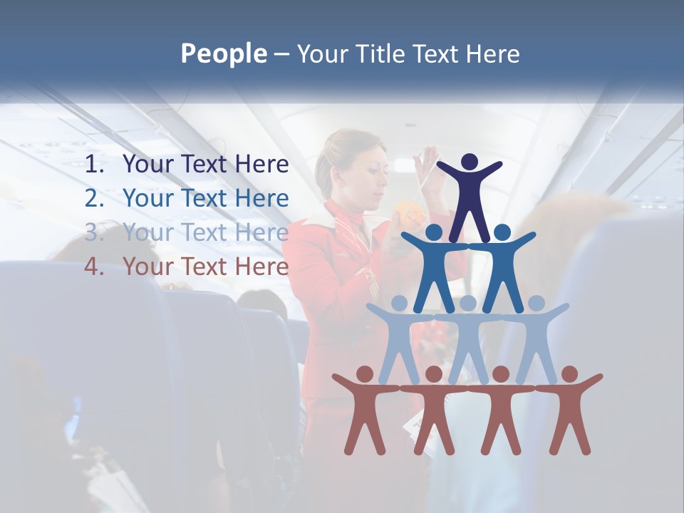 A Woman In A Red Suit Is On An Airplane PowerPoint Template