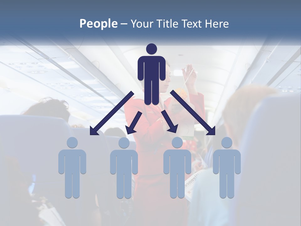 A Woman In A Red Suit Is On An Airplane PowerPoint Template
