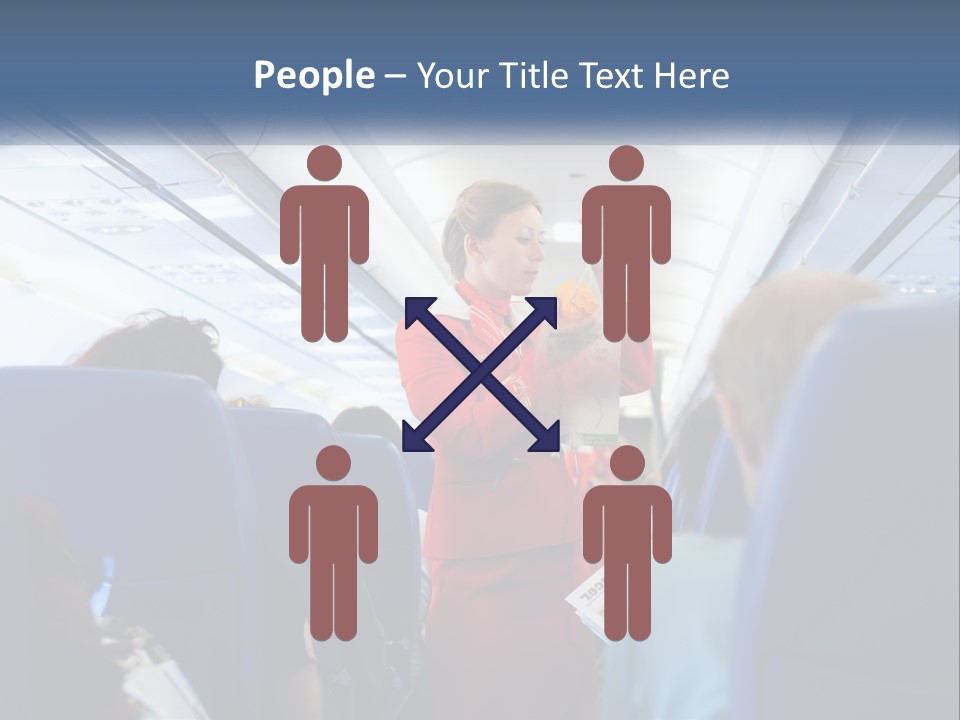 A Woman In A Red Suit Is On An Airplane PowerPoint Template