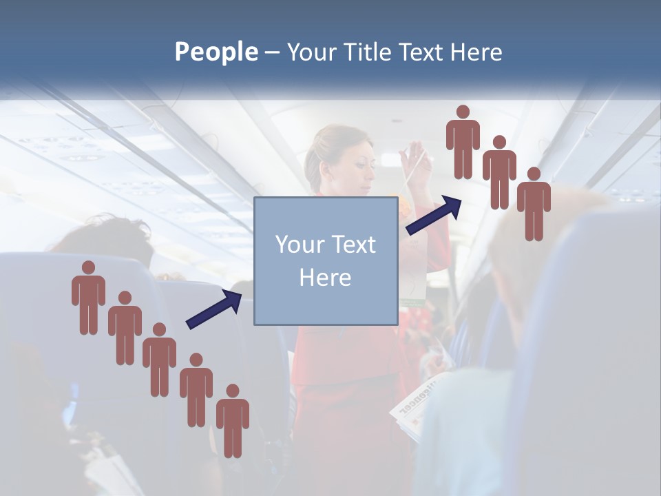 A Woman In A Red Suit Is On An Airplane PowerPoint Template