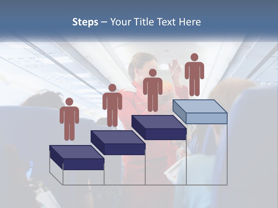A Woman In A Red Suit Is On An Airplane PowerPoint Template