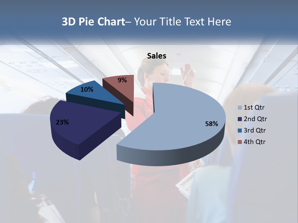 A Woman In A Red Suit Is On An Airplane PowerPoint Template