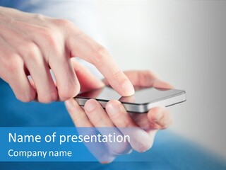 A Person Holding A Cell Phone In Their Hand PowerPoint Template