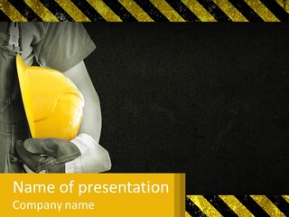 A Construction Worker Holding A Hard Hat Powerpoint Presentation PowerPoint Template