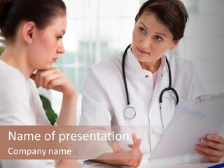 A Doctor And A Patient Are Discussing Something PowerPoint Template