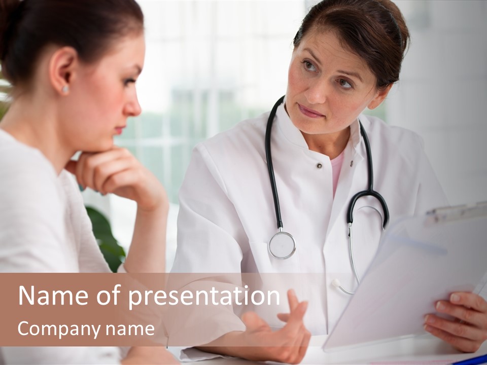 A Doctor And A Patient Are Discussing Something PowerPoint Template