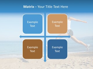 A Woman Running On The Beach With The Ocean In The Background PowerPoint Template
