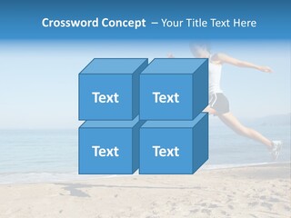 A Woman Running On The Beach With The Ocean In The Background PowerPoint Template