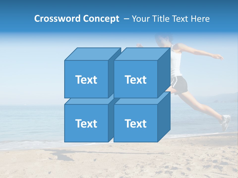 A Woman Running On The Beach With The Ocean In The Background PowerPoint Template