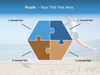 A Woman Running On The Beach With The Ocean In The Background PowerPoint Template