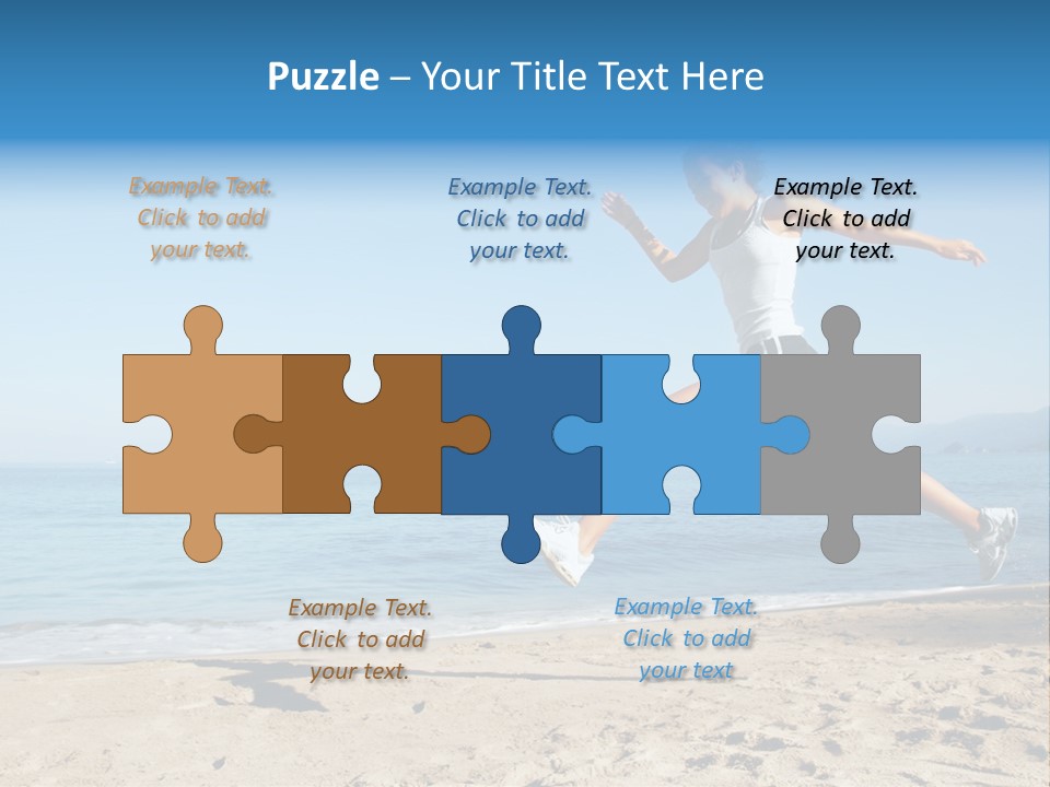 A Woman Running On The Beach With The Ocean In The Background PowerPoint Template