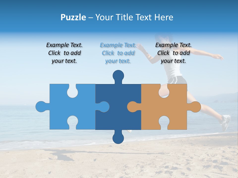 A Woman Running On The Beach With The Ocean In The Background PowerPoint Template