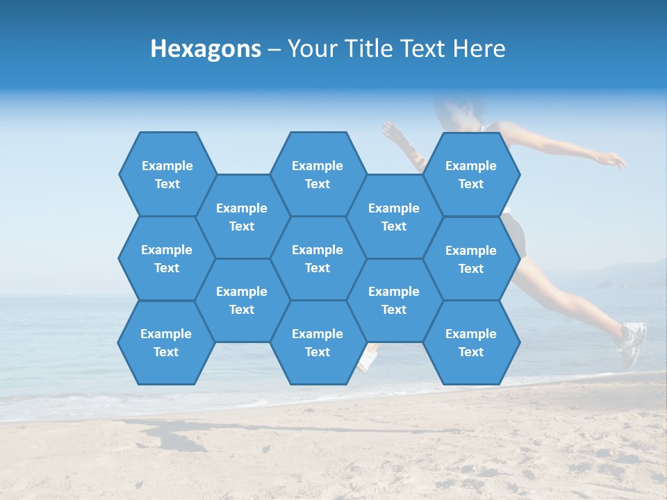 A Woman Running On The Beach With The Ocean In The Background PowerPoint Template