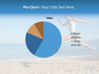 A Woman Running On The Beach With The Ocean In The Background PowerPoint Template